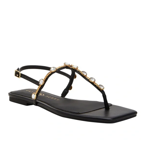 NIB Katy Perry The Camie Gemstone Black and Gold Sandals Size 12 - Picture 3 of 5
